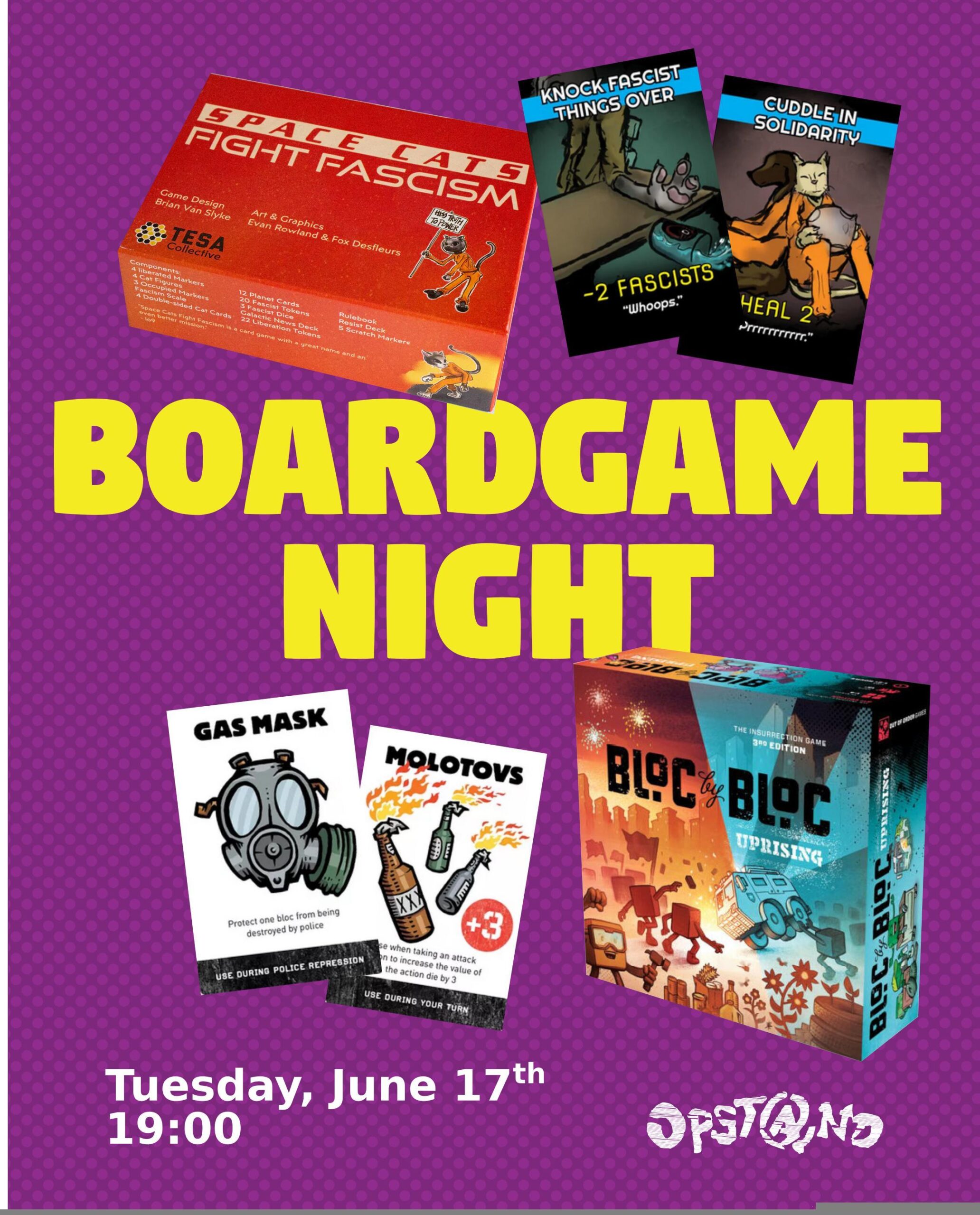 Boardgame night, 17th June at 19:00 at the Opstand